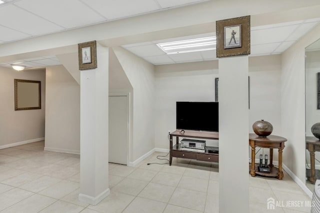 1 Pheasant Run, Edison, NJ 08820 - interior space with light tile patterned flooring, a drop ceiling, and baseboards