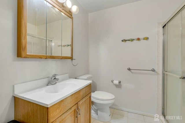 1 Pheasant Run, Edison, NJ 08820 - bathroom featuring tile patterned floors, vanity, a shower with door, and toilet