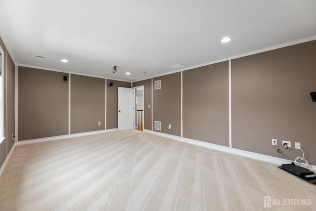 55 Dahlia Ct, Piscataway, NJ 08854 - empty room featuring recessed lighting, light carpet, and ornamental molding
