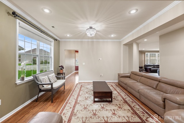 55 Dahlia Ct, Piscataway, NJ 08854 - living area featuring recessed lighting, light wood finished floors, and ornamental molding