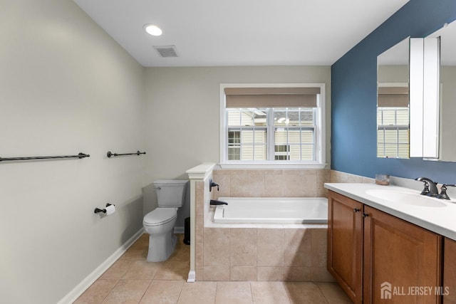 55 Dahlia Ct, Piscataway, NJ 08854 - full bathroom with a garden tub, vanity, healthy amount of natural light, and tile patterned floors