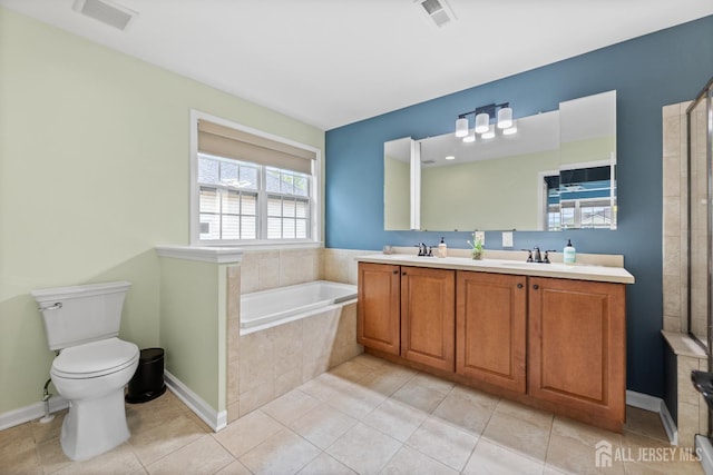 55 Dahlia Ct, Piscataway, NJ 08854 - bathroom with a garden tub, double vanity, and tile patterned floors