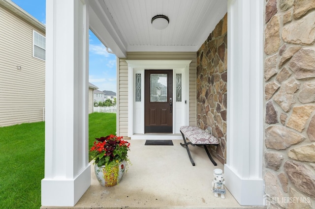 55 Dahlia Ct, Piscataway, NJ 08854 - property entrance with stone siding and covered porch