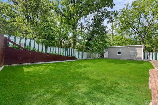 view of yard with a fenced backyard