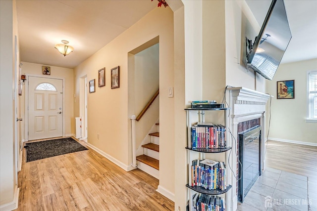 foyer featuring wood-type flooring