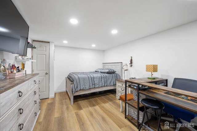 bedroom featuring light wood-type flooring