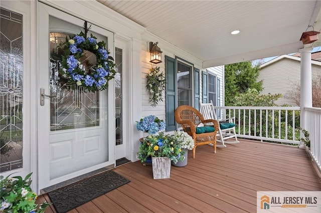 deck with a porch