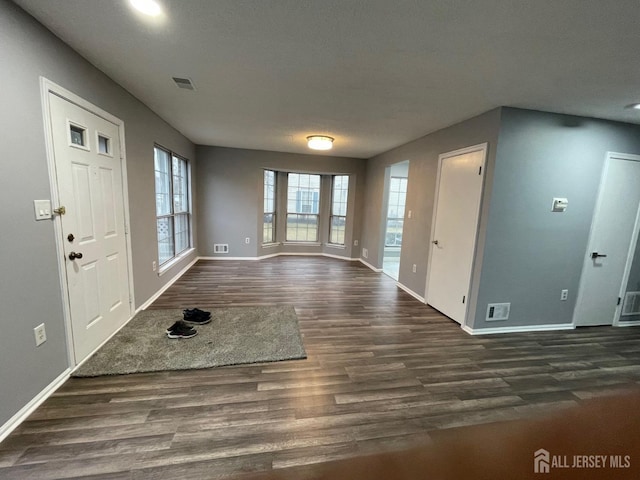 foyer entrance featuring plenty of natural light and dark hardwood / wood-style floors