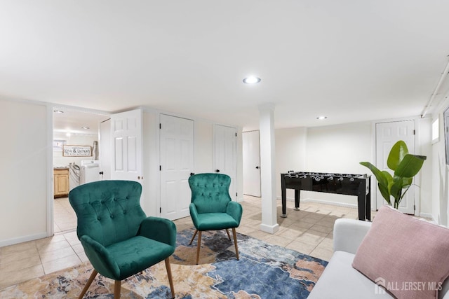 334 Hillcrest Ave, Plainfield, NJ 07062 - living room with light tile patterned flooring, recessed lighting, and baseboards