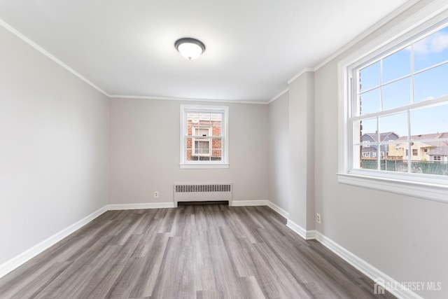 334 Hillcrest Ave, Plainfield, NJ 07062 - spare room with radiator, wood finished floors, ornamental molding, healthy amount of natural light, and baseboards