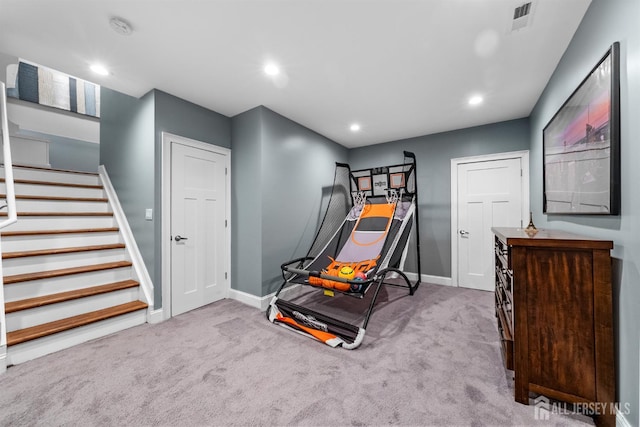 20 Mccormick Ave, Old Bridge, NJ 08857 - exercise area featuring baseboards, carpet floors, and recessed lighting