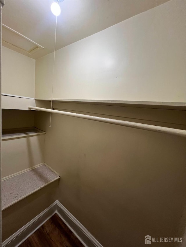 spacious closet featuring hardwood / wood-style floors