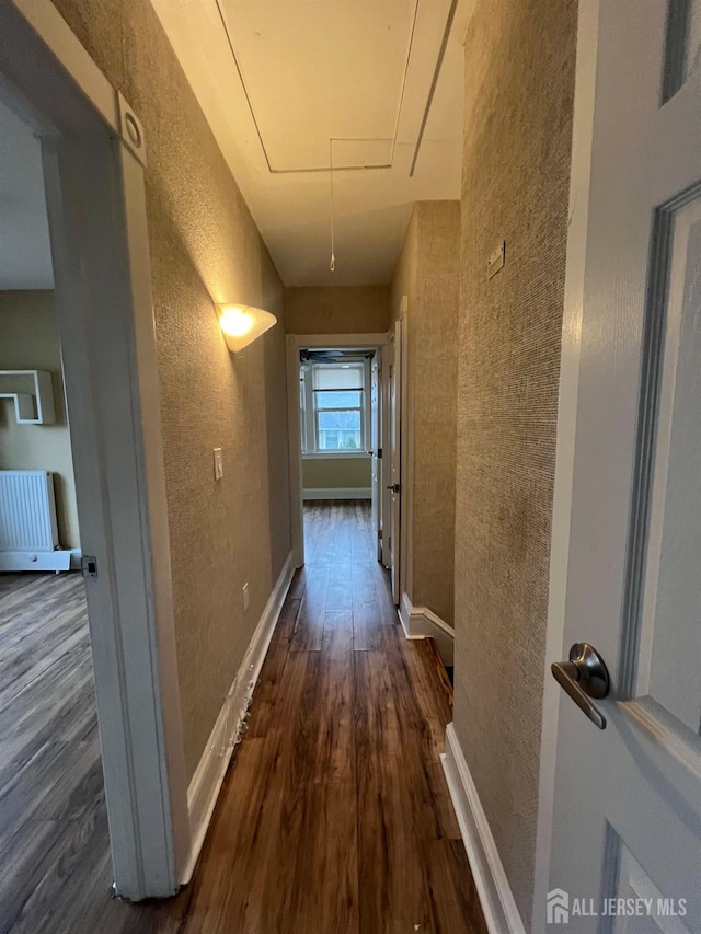 hall featuring dark hardwood / wood-style flooring