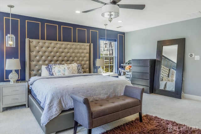 58 Begonia Ln, Monroe, NJ 08831 - carpeted bedroom featuring baseboards, recessed lighting, and a ceiling fan