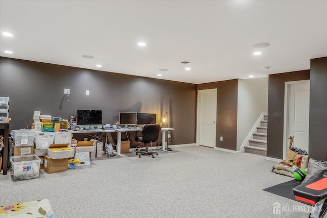 58 Begonia Ln, Monroe, NJ 08831 - home office featuring carpet floors, recessed lighting, and baseboards
