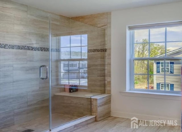 58 Begonia Ln, Monroe, NJ 08831 - full bathroom featuring plenty of natural light, a shower stall, and baseboards
