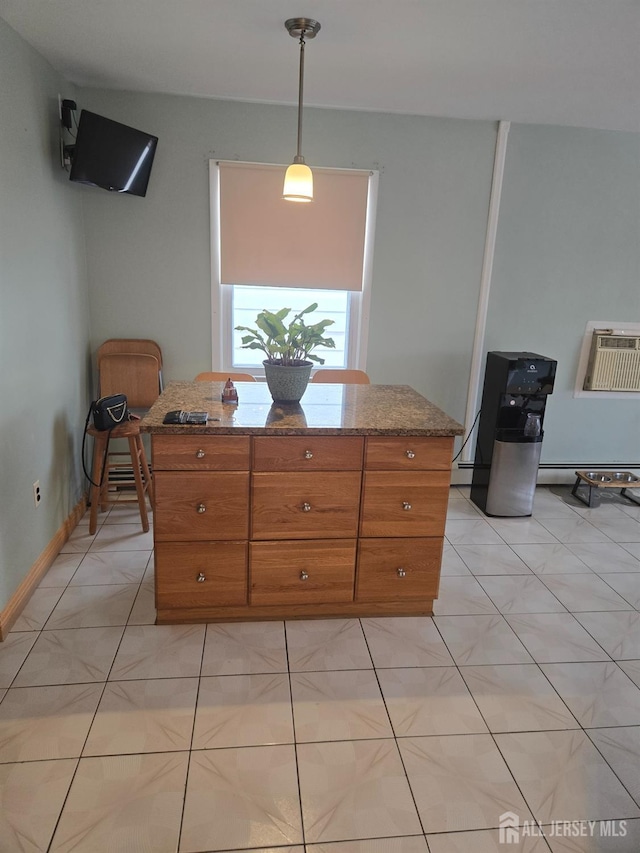 533 W Side Ave W, Perth Amboy, NJ 08861 - dining room featuring light tile patterned flooring, a wall unit AC, and baseboards