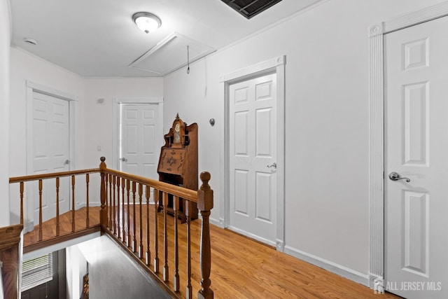 229 Greenbrook Rd, Green Brook, NJ 08812 - hall featuring attic access, an upstairs landing, and light wood-style floors
