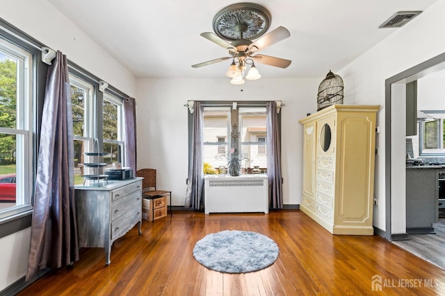 229 Greenbrook Rd, Green Brook, NJ 08812 - entrance foyer with radiator, wood finished floors, and ceiling fan