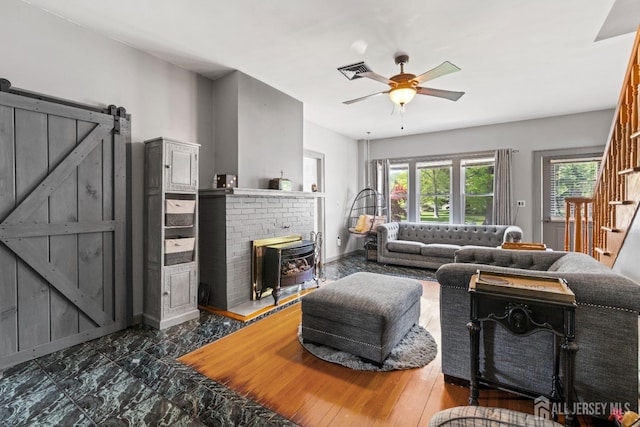 229 Greenbrook Rd, Green Brook, NJ 08812 - living area with ceiling fan and marble look tile flooring