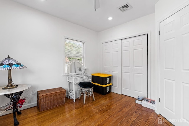 229 Greenbrook Rd, Green Brook, NJ 08812 - home office with a ceiling fan, wood finished floors, and recessed lighting