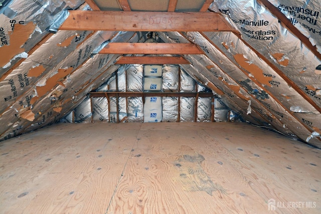 view of unfinished attic