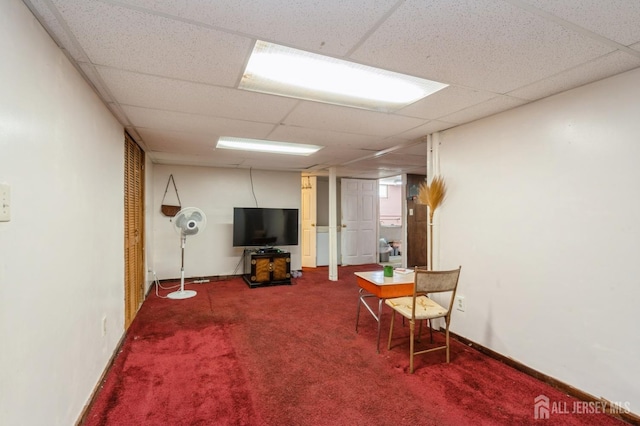 571 Greenbrook Rd, North Plainfield, NJ 07063 - living area featuring a drop ceiling and carpet flooring