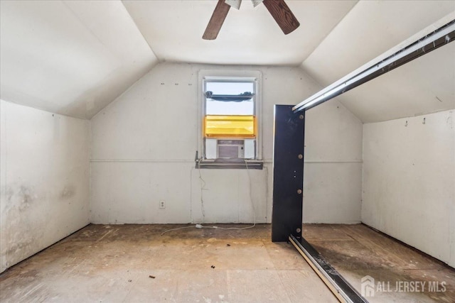 399 Highland St, South Amboy, NJ 08879 - additional living space featuring vaulted ceiling, ceiling fan, and cooling unit
