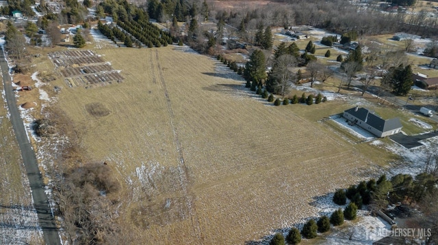 birds eye view of property featuring a rural view