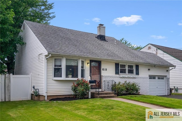 119 Brown Ave, Iselin, NJ 08830 - view of front of home with an attached garage, a chimney, driveway, and roof with shingles
