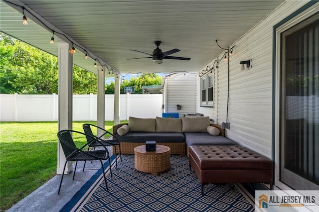 119 Brown Ave, Iselin, NJ 08830 - view of patio featuring a ceiling fan and outdoor lounge area