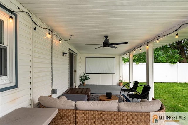 119 Brown Ave, Iselin, NJ 08830 - view of patio with ceiling fan and an outdoor hangout area