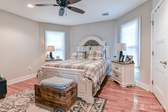 39 Riva Ave, Milltown, NJ 08850 - bedroom featuring multiple windows, light wood-type flooring, a ceiling fan, and recessed lighting