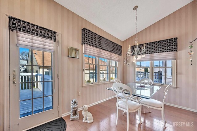 dining room featuring a notable chandelier and wood-type flooring