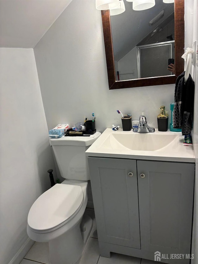 220 S Washington Ave, Dunellen, NJ 08812 - full bathroom with vanity, a stall shower, and tile patterned floors