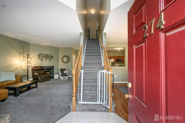 274 Pinelli Dr, Piscataway, NJ 08854 - foyer featuring stairway and a fireplace