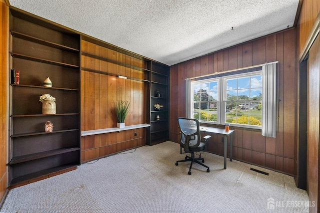 85 Hidden Lake Dr, North Brunswick, NJ 08902 - office space featuring wood walls, built in features, carpet, and a textured ceiling