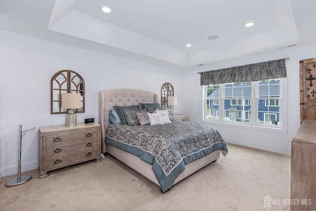 85 Valentino Dr, Old Bridge, NJ 08875 - bedroom with a tray ceiling, light colored carpet, and recessed lighting
