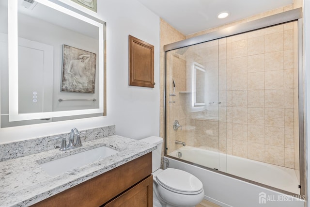 85 Valentino Dr, Old Bridge, NJ 08875 - full bathroom featuring vanity, bath / shower combo with glass door, and recessed lighting