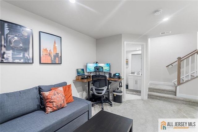 1604 English Ln, Sayreville, NJ 08859 - carpeted home office featuring recessed lighting