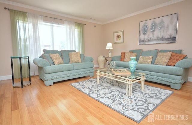 107 N Edward St, Sayreville, NJ 08872 - living room featuring wood finished floors and crown molding