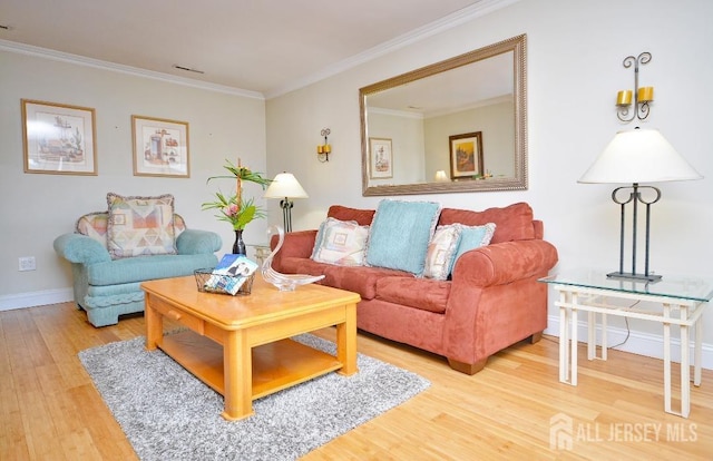 107 N Edward St, Sayreville, NJ 08872 - living area featuring wood finished floors and ornamental molding