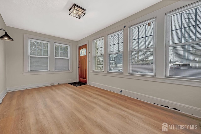 interior space featuring a healthy amount of sunlight and light hardwood / wood-style floors