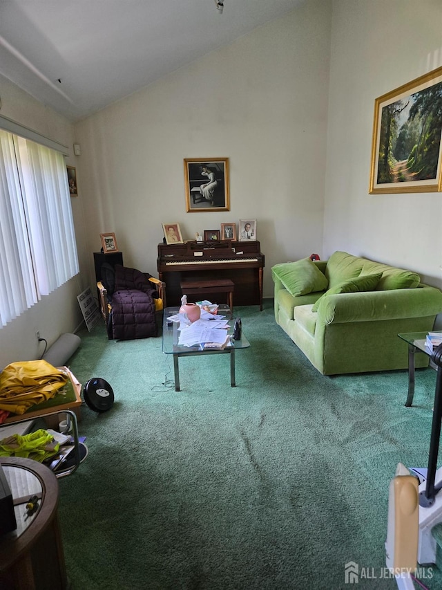 42 Hyde Ave, Iselin, NJ 08830 - living room with vaulted ceiling and carpet floors