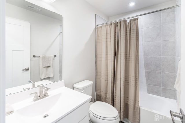 1915 Switzer Ave, Parlin, NJ 08859 - bathroom featuring vanity, toilet, shower / bathtub combination with curtain, and recessed lighting