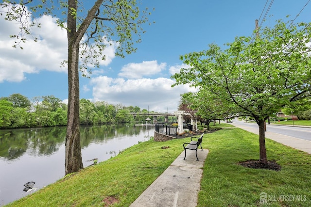 192 Lakeview Ave, Piscataway, NJ 08854 - dock area with a water view and a lawn
