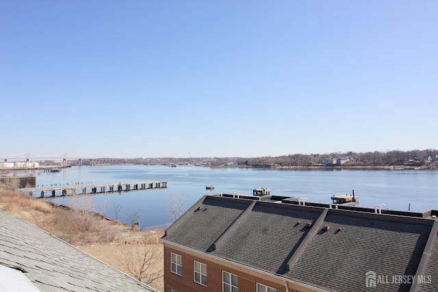 dock area featuring a water view