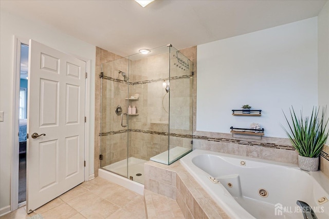 9 Sedgwick St, Jamesburg, NJ 08831 - full bathroom featuring a jetted tub, a stall shower, and tile patterned flooring
