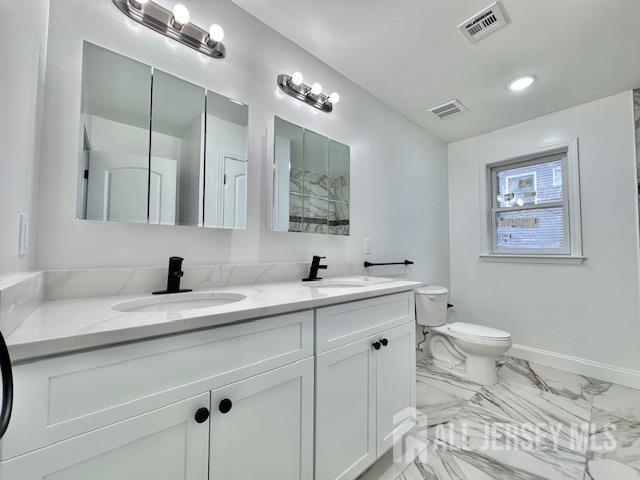 bathroom with vanity and toilet