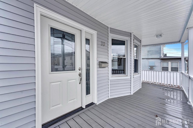 deck featuring covered porch